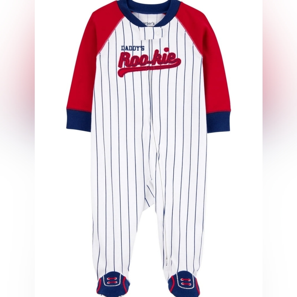 3/$20🌟 Carter's Child of Mine Baby Boy One-Piece Sleep N Play Daddy's Rookie